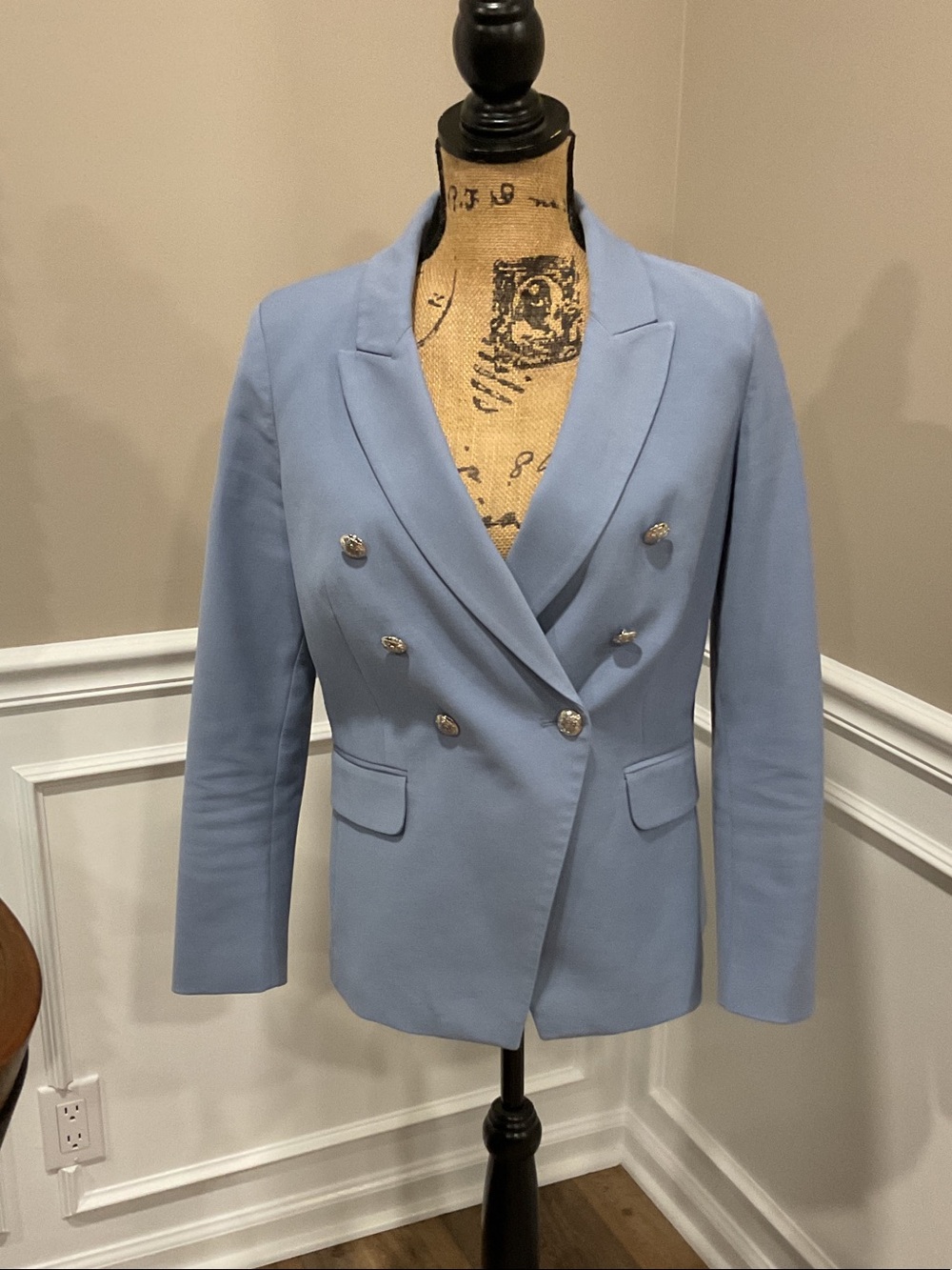 White House Black Market Double-Breasted Light Blue Blazer